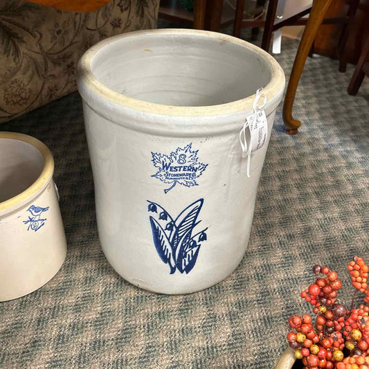 Large Bluebird Stoneware Crock