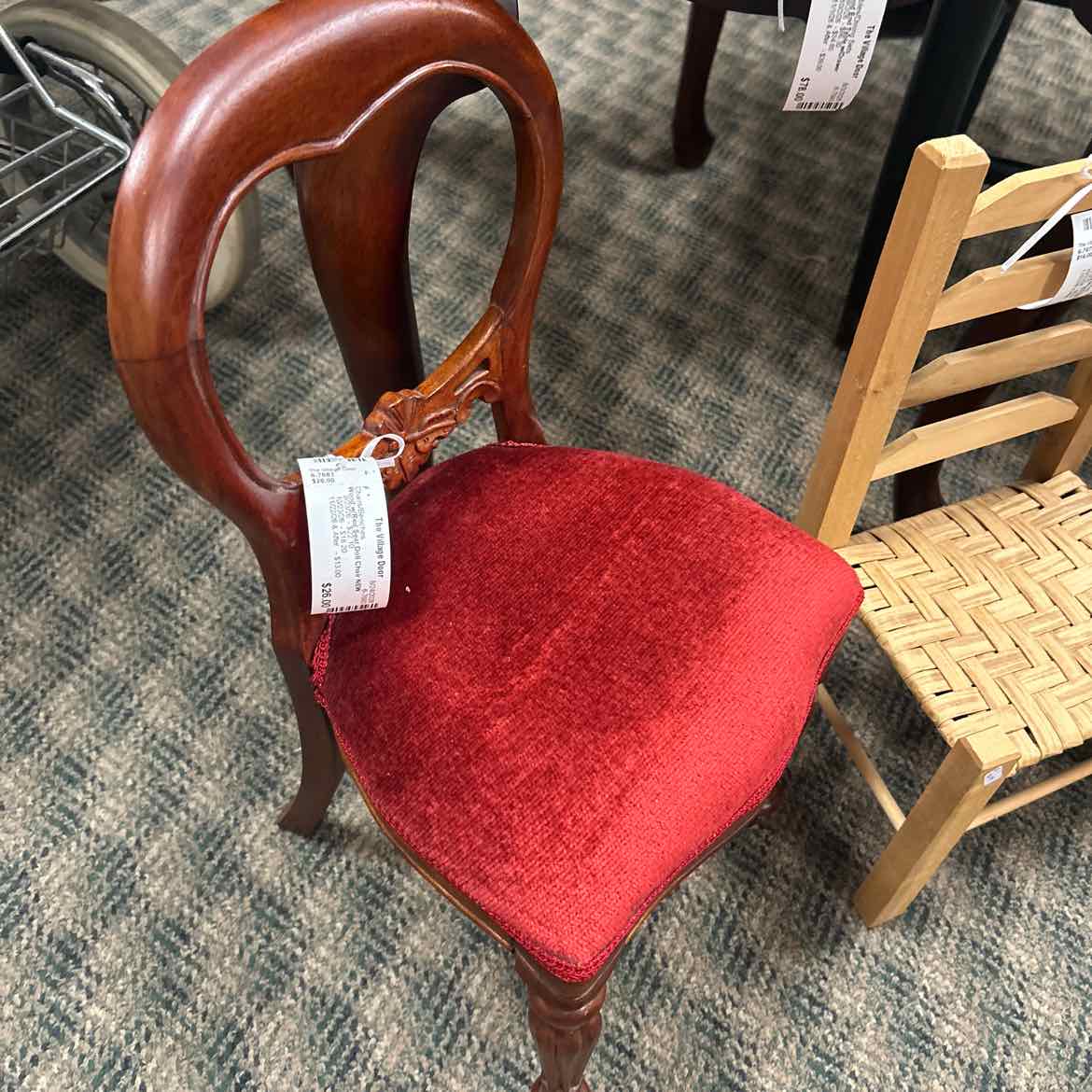 Wood w/Red Seat Doll Chair NEW