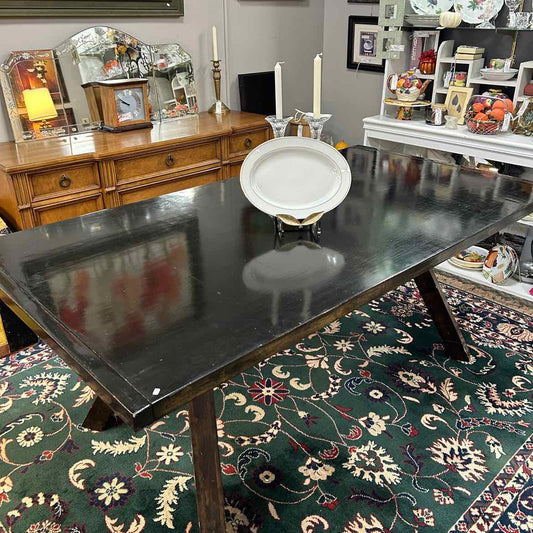 Large Dark Wood Dining Table w/2 Leaves