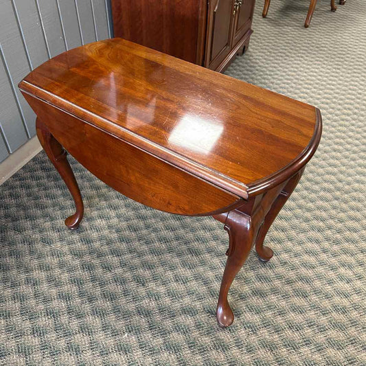 Wood Round Drop Leaf Side Table