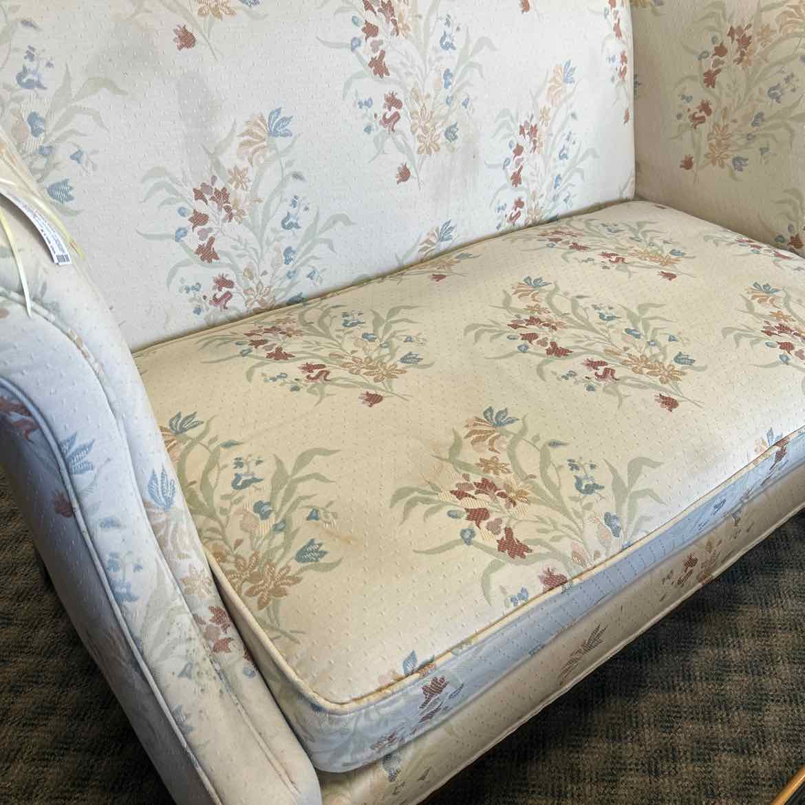 Camelback Love Seat -Cream w/Pastel Flowers
