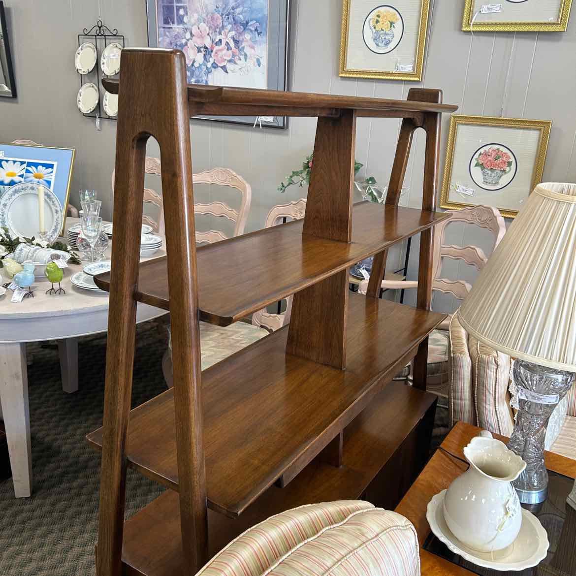 Mid Century Wood Room Divider/Book Shelf