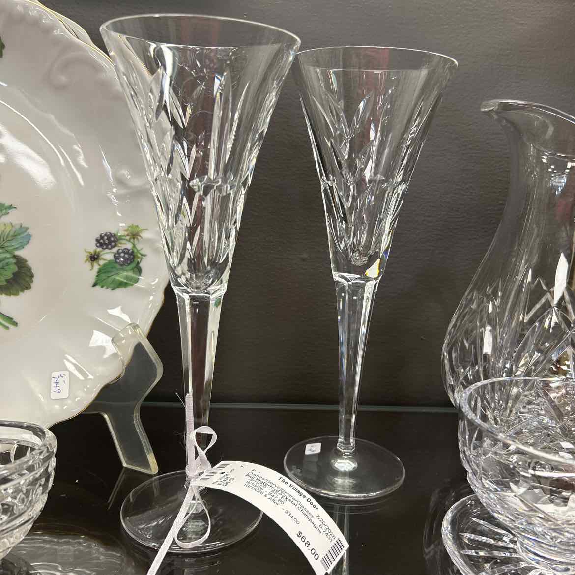Pair Waterford Crystal Champagne Glasses