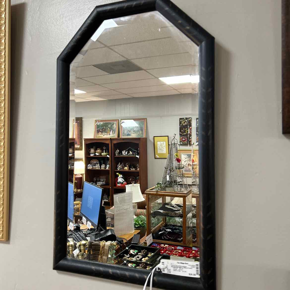 Beveled Wall Mirror w/Black Frame