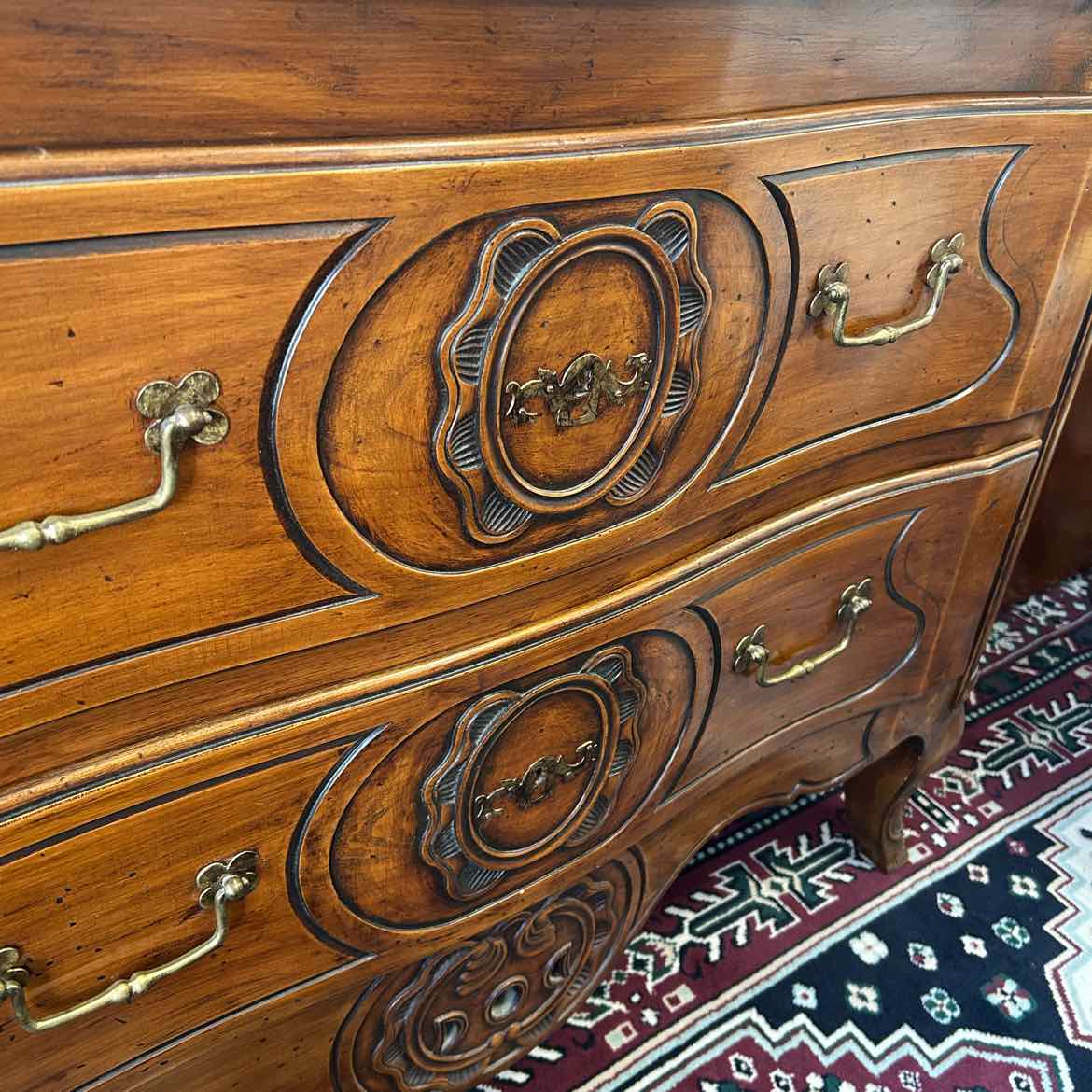 Carved Wood Buffet w/2 Drawers