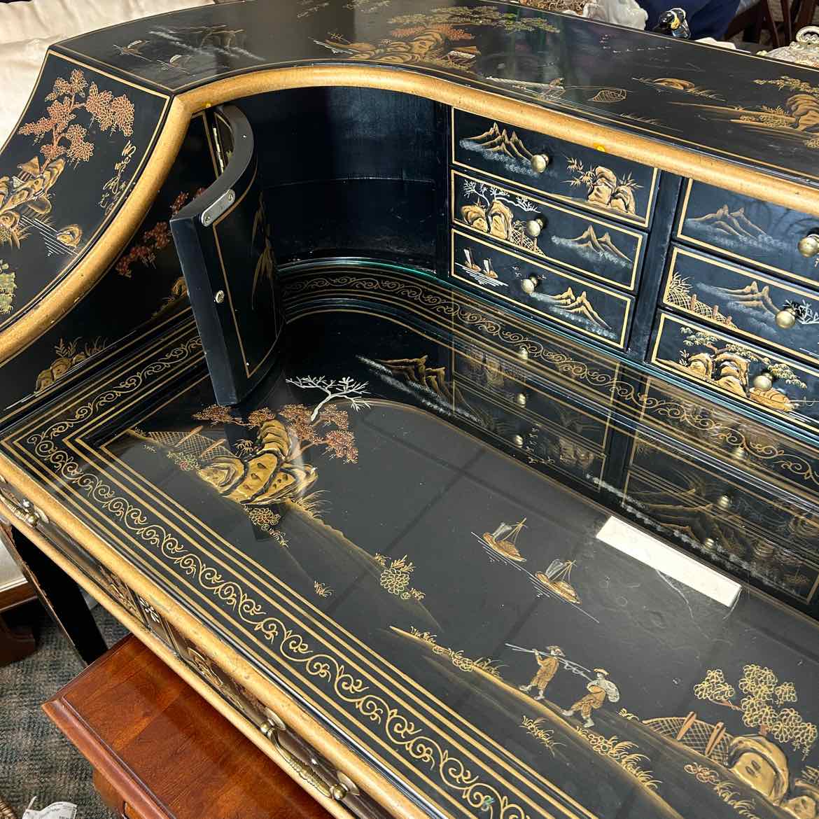 Wood Asian Secretary Desk AS IS