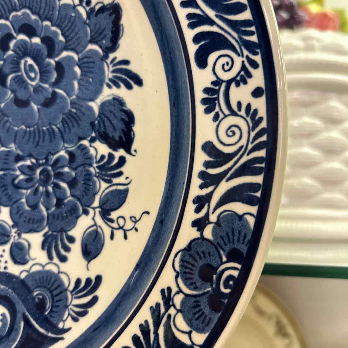 Delft Blue & White Shallow Flowered Plate