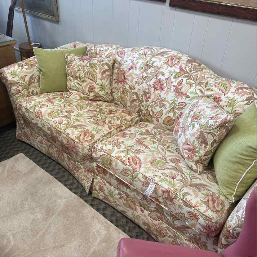 Pink & Green Floral Sofa w/4 Pillows