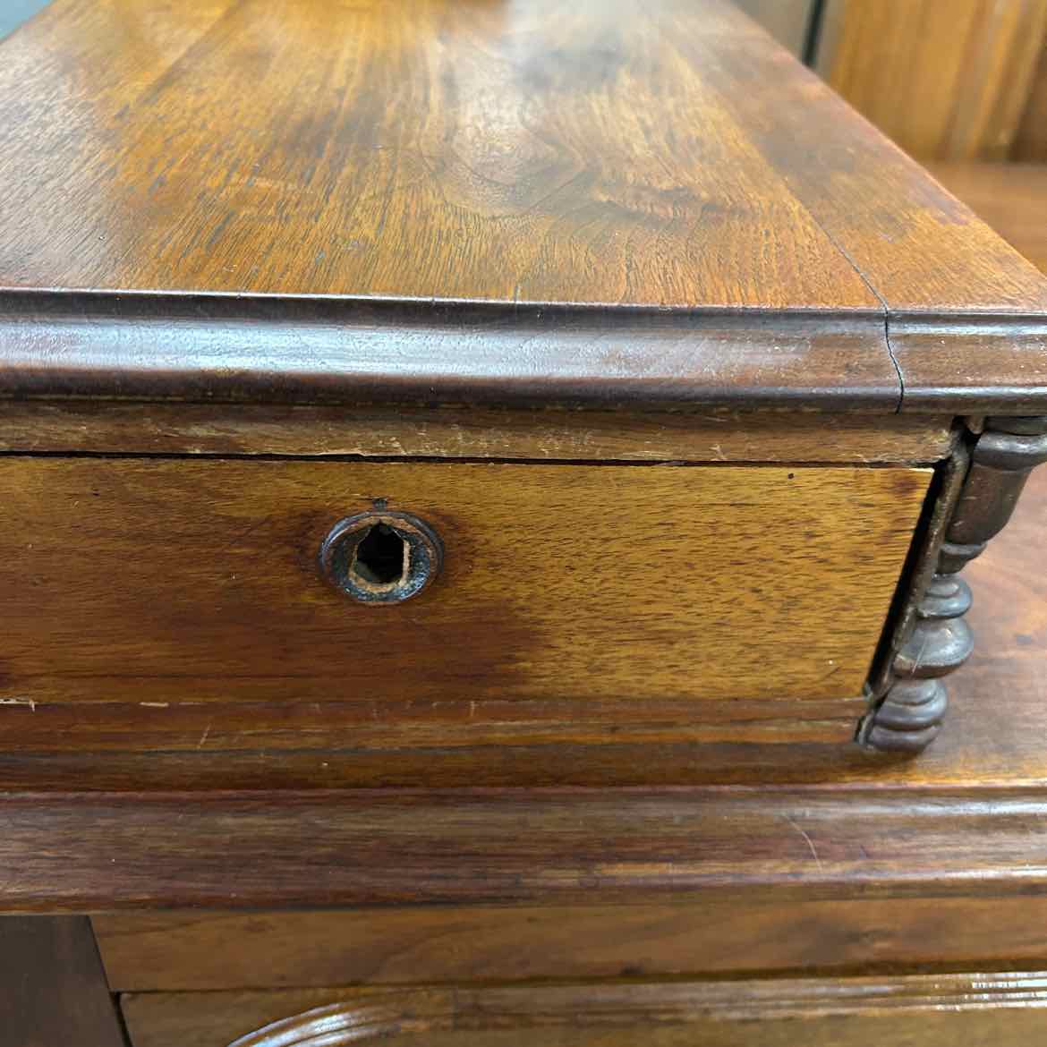 Vintage Carved Handle Chest w/Drawer on Top