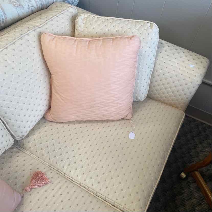 Cream Sofa w/Dot Pattern & 2 Pillows