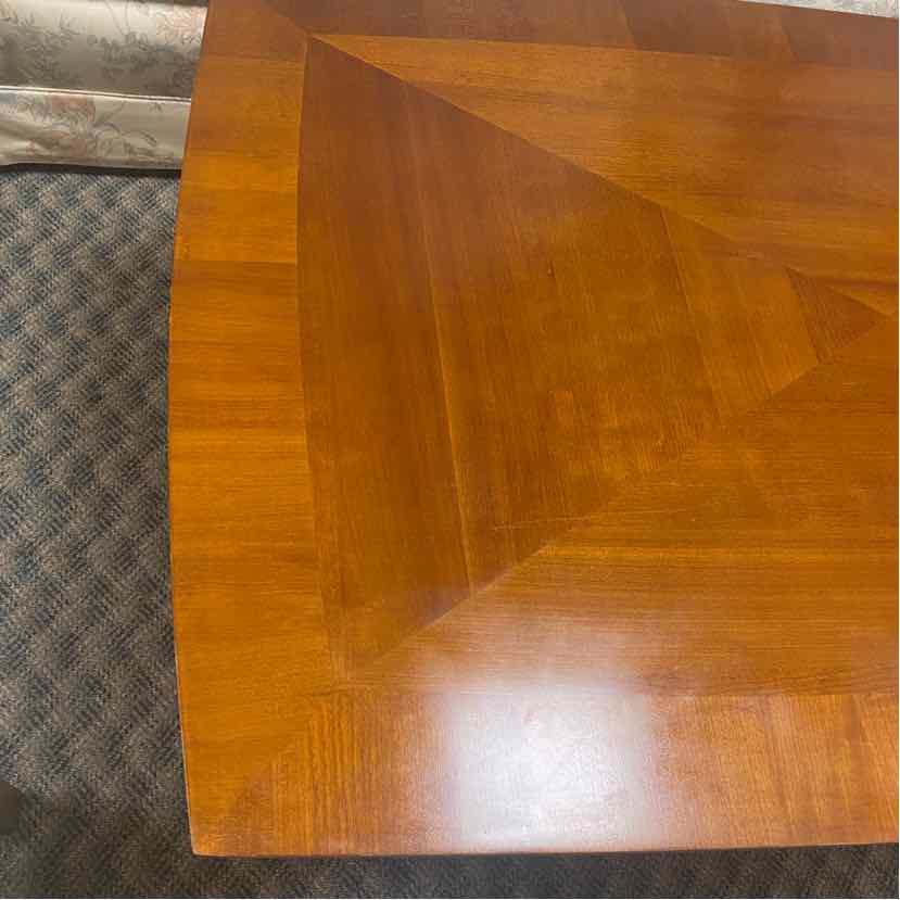 Wood Inlaid Coffee Table with Shelf