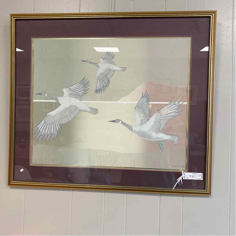 Gold Framed Picture of 3 Geese Flying