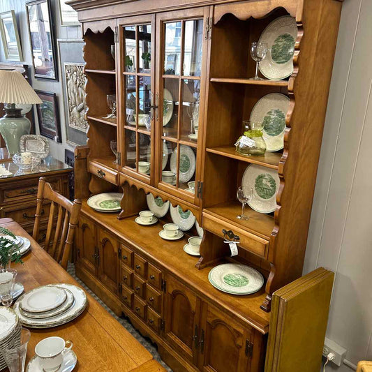 2 Piece Maple China Cabinet w/Glass Doors
