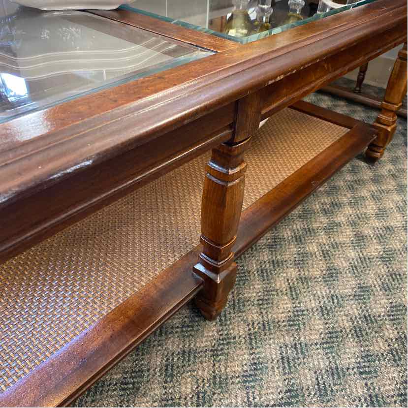 Wood & Glass Coffee Table w/Shelf