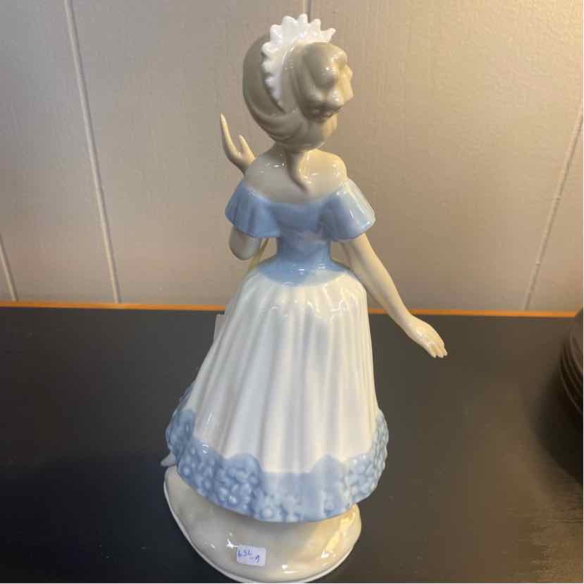 Porcelain Lady Figurine with Blue & White Dress