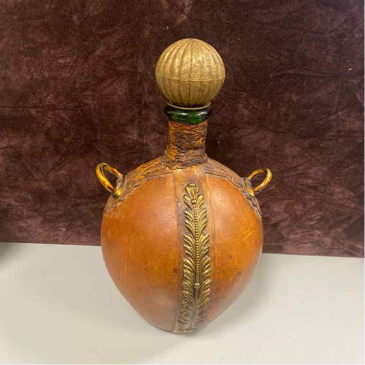 Brown Leather-wrapped Jug w/Stopper - Italy