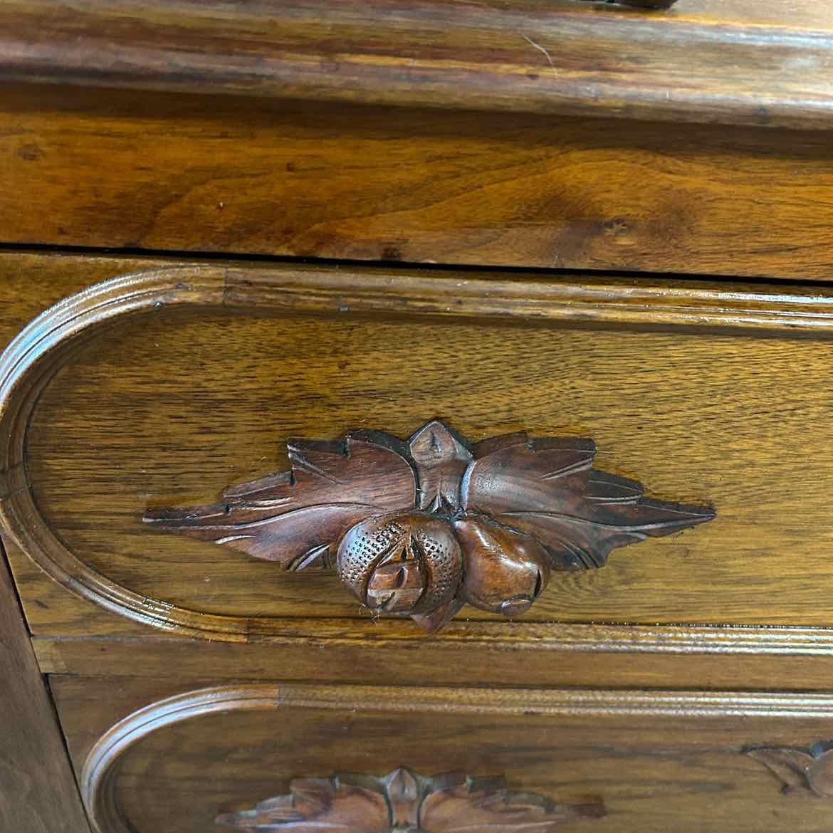 Vintage Carved Handle Chest w/Drawer on Top